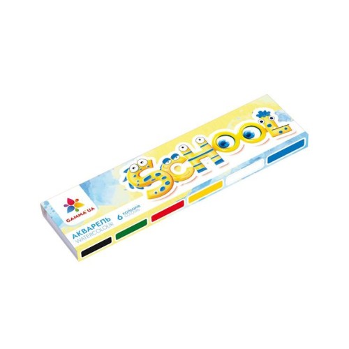 Фарби акварельні «Малята», 6 кольорів, без пензля, картон, ТМ Гамма-Н