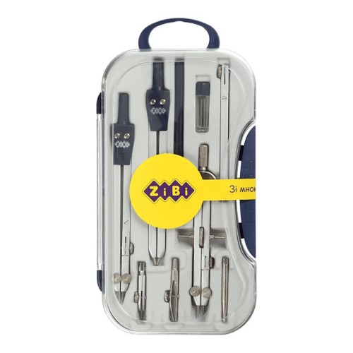 Готовальня «COLLEGE» з 9 предметів, темно-синя, ТМ ZiBi