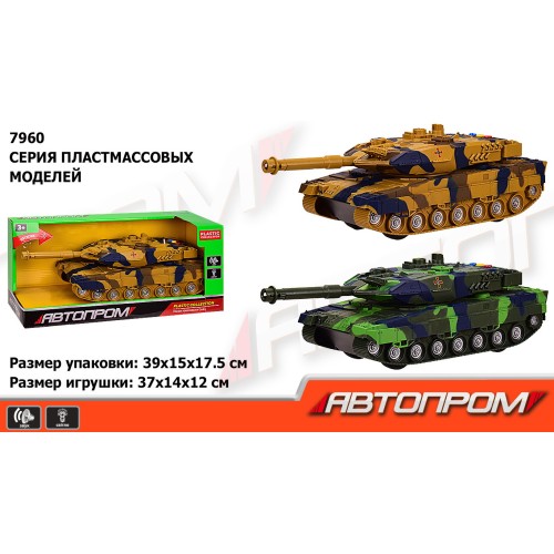 Танк «АВТОПРОМ», на батарейці, світло, звук, в асортименті, у коробці 39х15х17,5 см