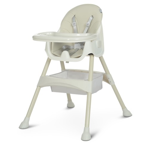 Стільчик для годування 95х76х61см складний, 5-точковий ремінь безпеки, екошкіра, сірий, у коробці 51х27х43 см