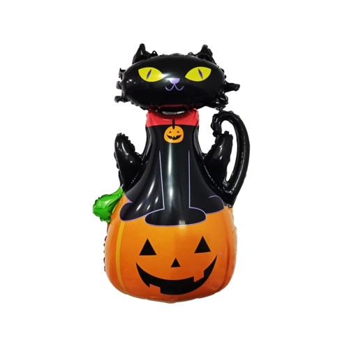 Кульки фольговані «Кіт над гарбузом, Хеллоуїн» 97х68 см