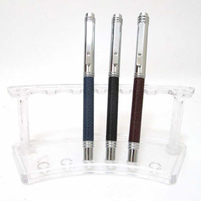 Ручка «Baixin» капілярна, металева, синя, шкіра, в асортименті, ТМ Baixin