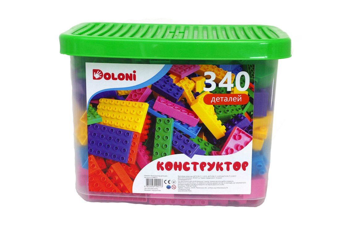 Конструктор «Кольоррвий мікс» на 340 деталей у пластиковому боксі, ТМ Долоні