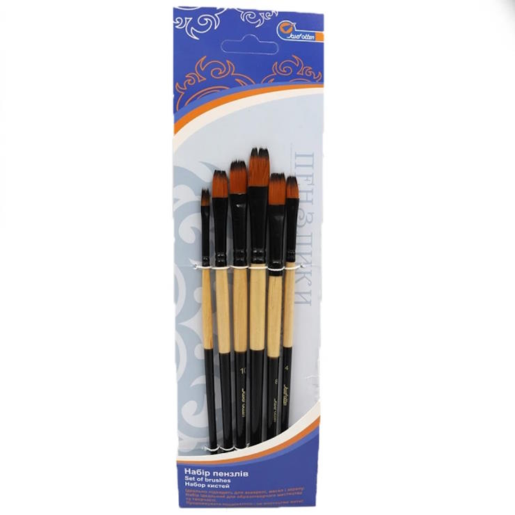 Набір пензликів нейлонових пласких № 2,4,6,8,10,12, ТМ J.Otten