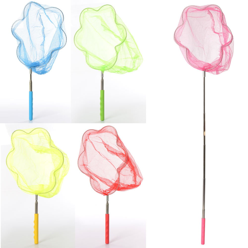 Сачок для метеликів металевий з ручкою-телескопом 65 см та діаметром 22 см, в асортименті