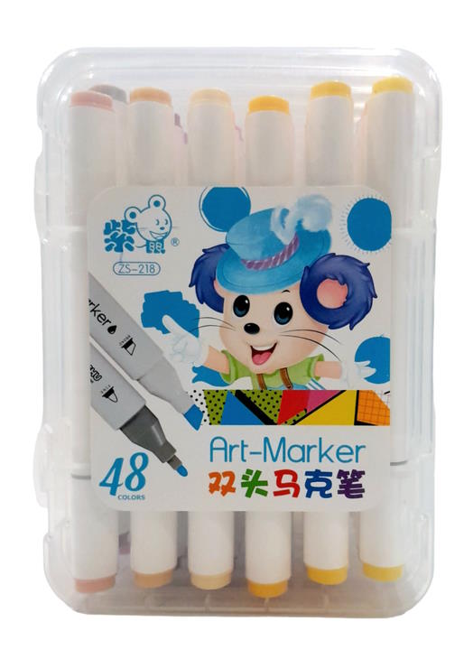 Набір скетчмаркерів «Mouse» на 48 кольорів з круглим/скошеним наконечником, трикутний корпус