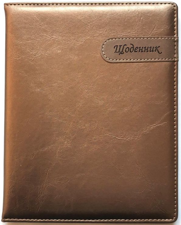 Щоденник шкільний А5 на 48 аркушів з обкладинкою зі шкірзаму, коричневий, ТМ Мандарин