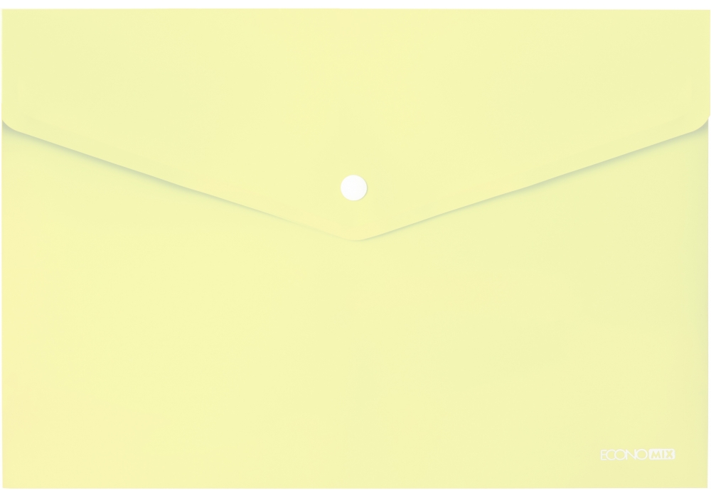 Папка-конверт на кнопці А4 180 мкм прозора, фактура «глянець» пастель жовта, ТМ Economix