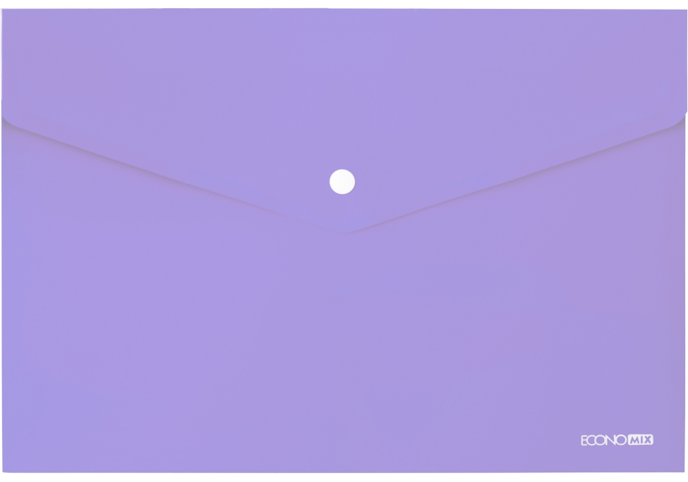 Папка-конверт на кнопці А4 180 мкм прозора, фактура «глянець» лавандова, ТМ Economix