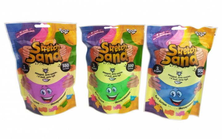 Кінетичний пісок «Stretch Sand» по 350 г у пакеті, в асортименті, ТМ Данко Тойс