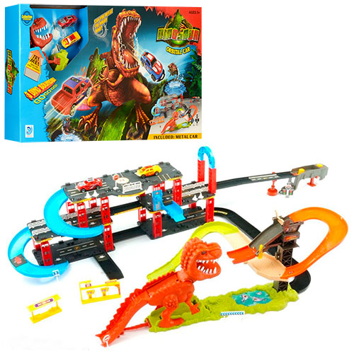 Трек «Динозавр» з 2 машинками та звуком, на батарейці, у коробці 75х39х8,5 см