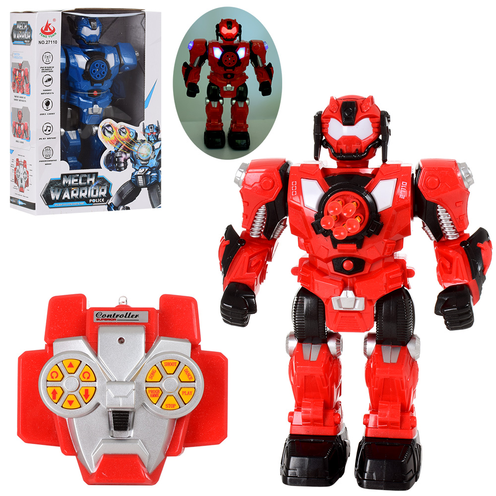 Робот 33 см р/к зі звуком та світлом, стріляє кулями, ходить, їздить, в асортименті, на батарейці, у коробці 25х36х12 см