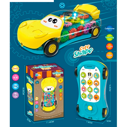 Машина-телефон 15 см зі звуком, світлом, рухомими деталями та англійською озвучкою, на батарейці, у коробці 19х11,5х5 см