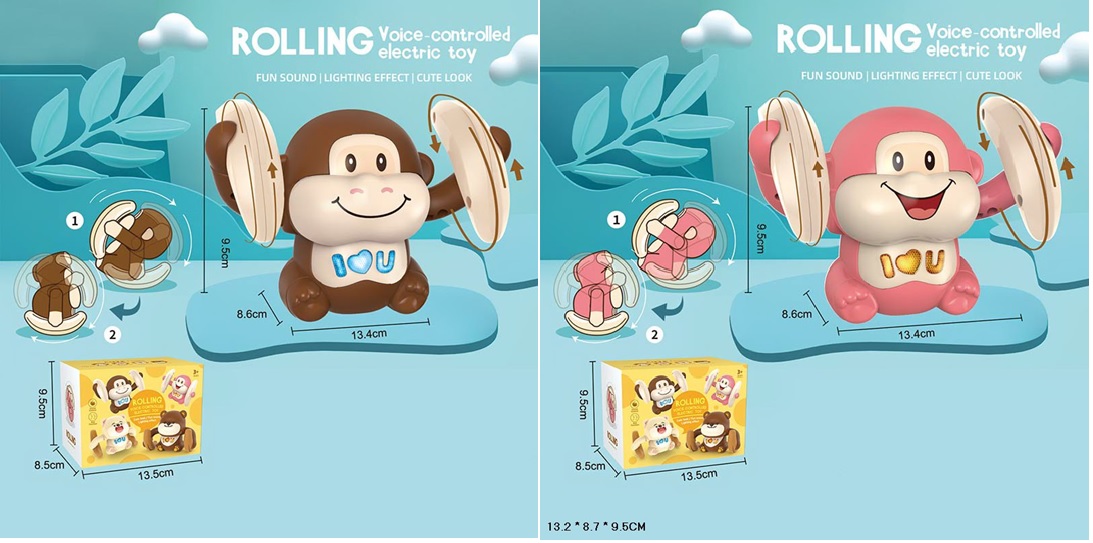 Мавпочка музична, обертається, в асортименті, у коробці 13,5х8,5х9,5 см