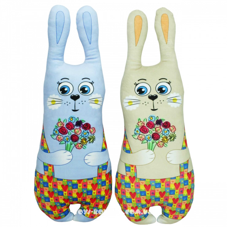 М`яка іграшка-обіймашка «Сплюшка зайчик 2» 62х21 см, ПП Копиця