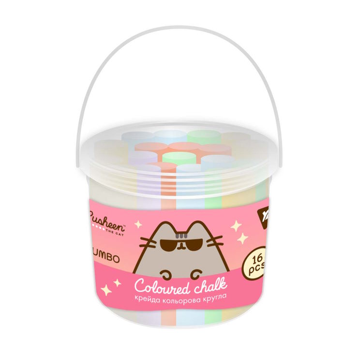 Крейда «Pusheen» JUMBO на 7 кольорів 16 шт у відрі, ТМ Yes