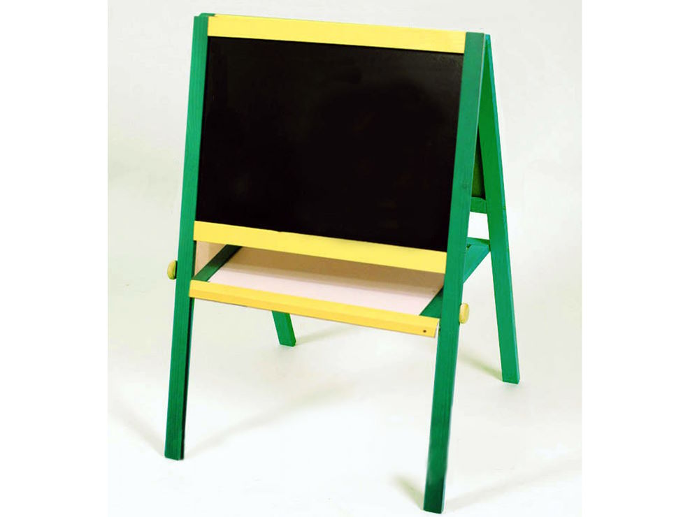 Мольберт двосторонній 60х40х100см для крейди і магнітів, жовто-зелений, ТМ Умняшка