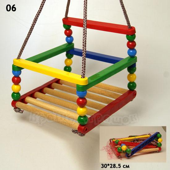 Гойдалка для дітей 3-5 років з максимальним навантаженням до 50 кг з дерева та пластику, у сітці