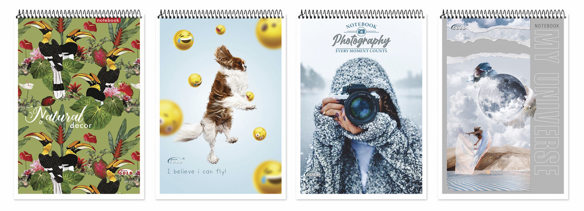 Блокнот А5 на 80 аркушів у клітинку на спіраль зверху з картонною обкладинкою, №1572, ТМ Brisk