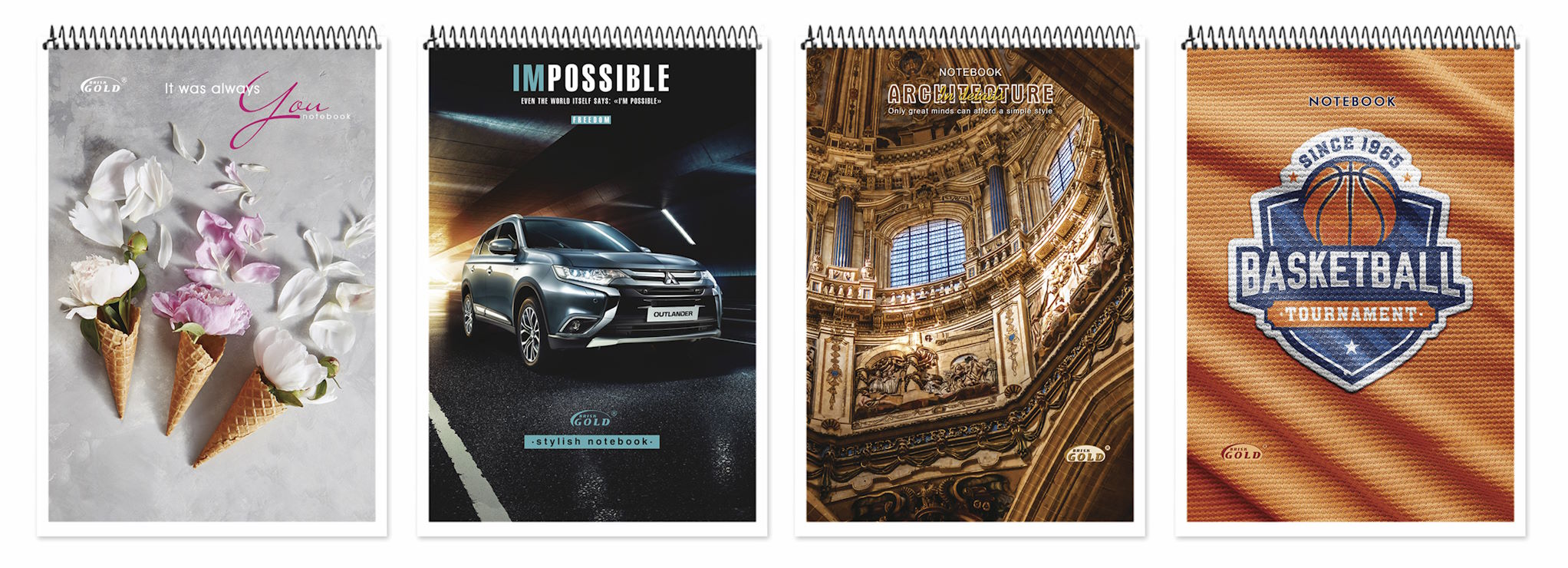 Блокнот А5 на 80 аркушів у клітинку на спіралі зверху з картонною обкладинкою, №1573, ТМ Brisk