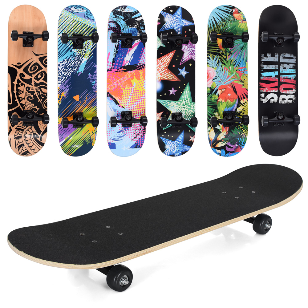 Скейт 79х20 см з алюмінієвою підвіскою, колесами ПУ зі світлом, підшипником ABEC-7, в асортименті