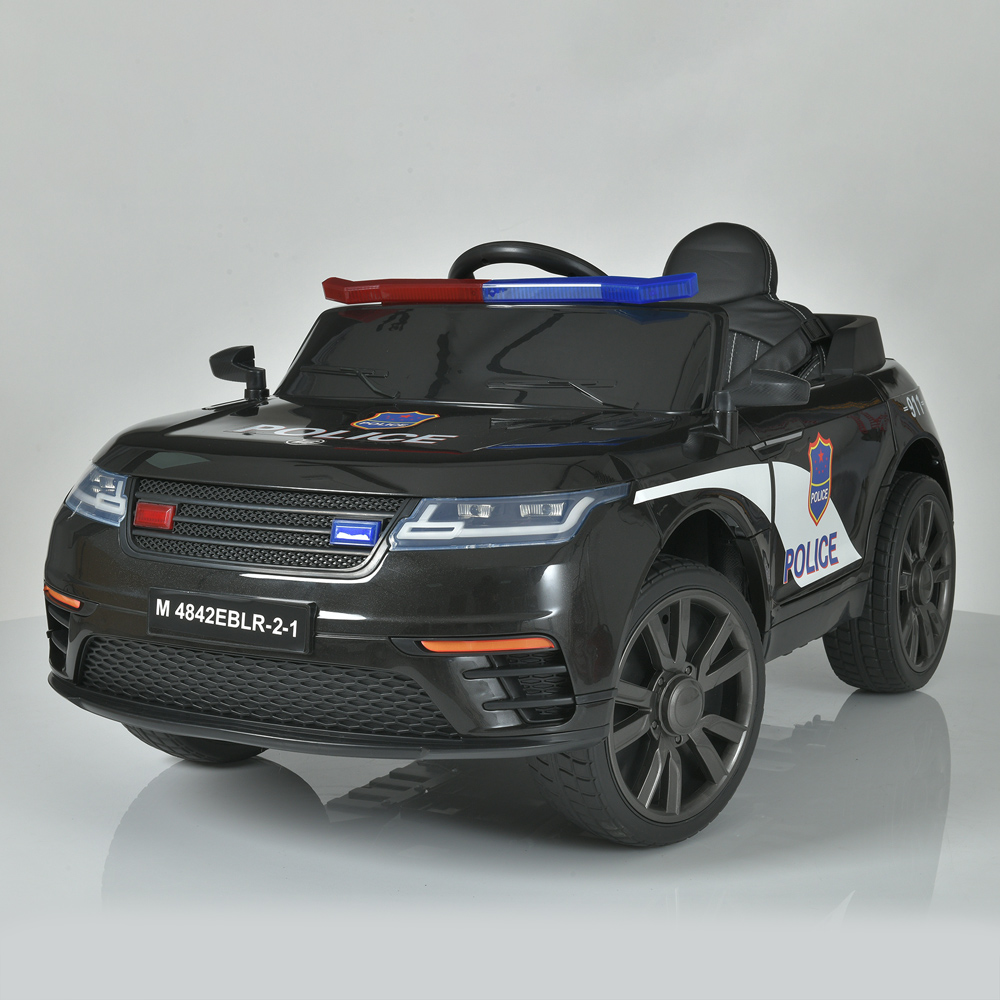 Машина «Поліція», 2,4G, 2 мотори 35 W, 1аккум. 12 V 9 AH, р/к, пульт, EVA, шкіра, TF, чорний