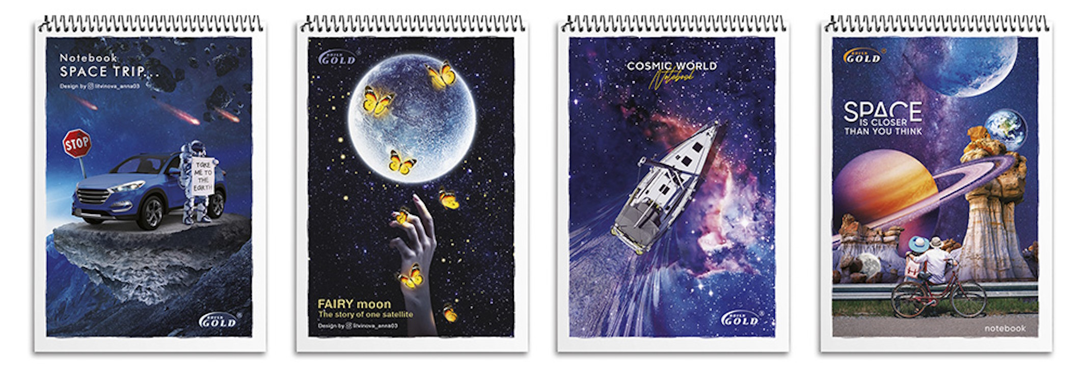 Блокнот А6 на 80 аркушів у клітинку на спіралі зверху з картонною обкладинкою, в асортименті, №6774, ТМ Gold Brisk