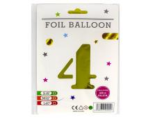 Кульки фольговані «Цифра 4» 82 см золото, ТМ Leader