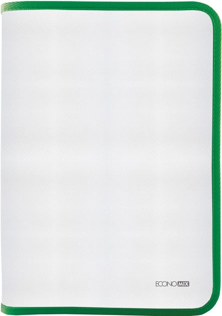 Папка-пенал В5 пластикова на блискавці з фактурою «тканина», зелена, ТМ Economix