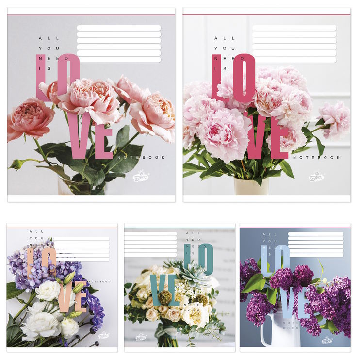 Зошит, 48 аркушів, лінія, «Улюблена квiтка», №2370, ТМ Brisk