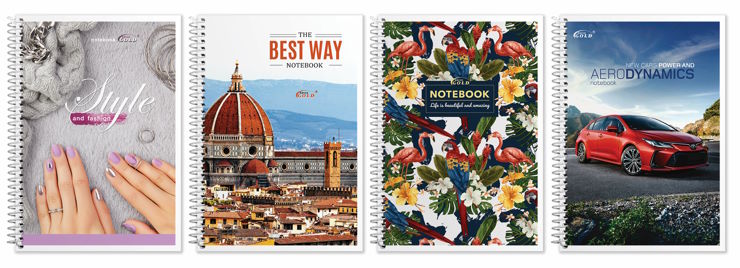 Блокнот А5 на 80 аркушів у клітинку на спірал збоку з картонною обкладинкою, №1579,в асортименті, ТМ Brisk