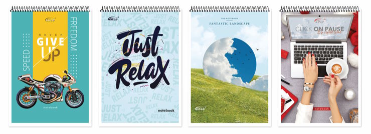 Блокнот А5 на 48 аркушів у клітинку на спіралі зверху з картонною обкладинкою, №1574, ТМ Gold Brisk