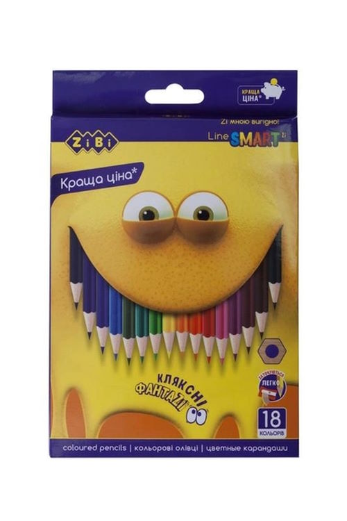 Олівці кольорові шестигранні на 18 кольорів, SMART Line