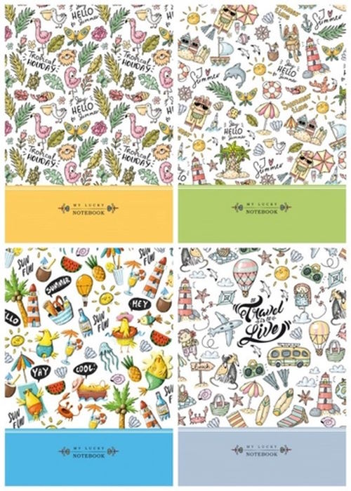 Блокнот А5 на 80 аркуші у клітинку з твердою ламінованою обкладинкою, в асортименті, ТМ Мандарин