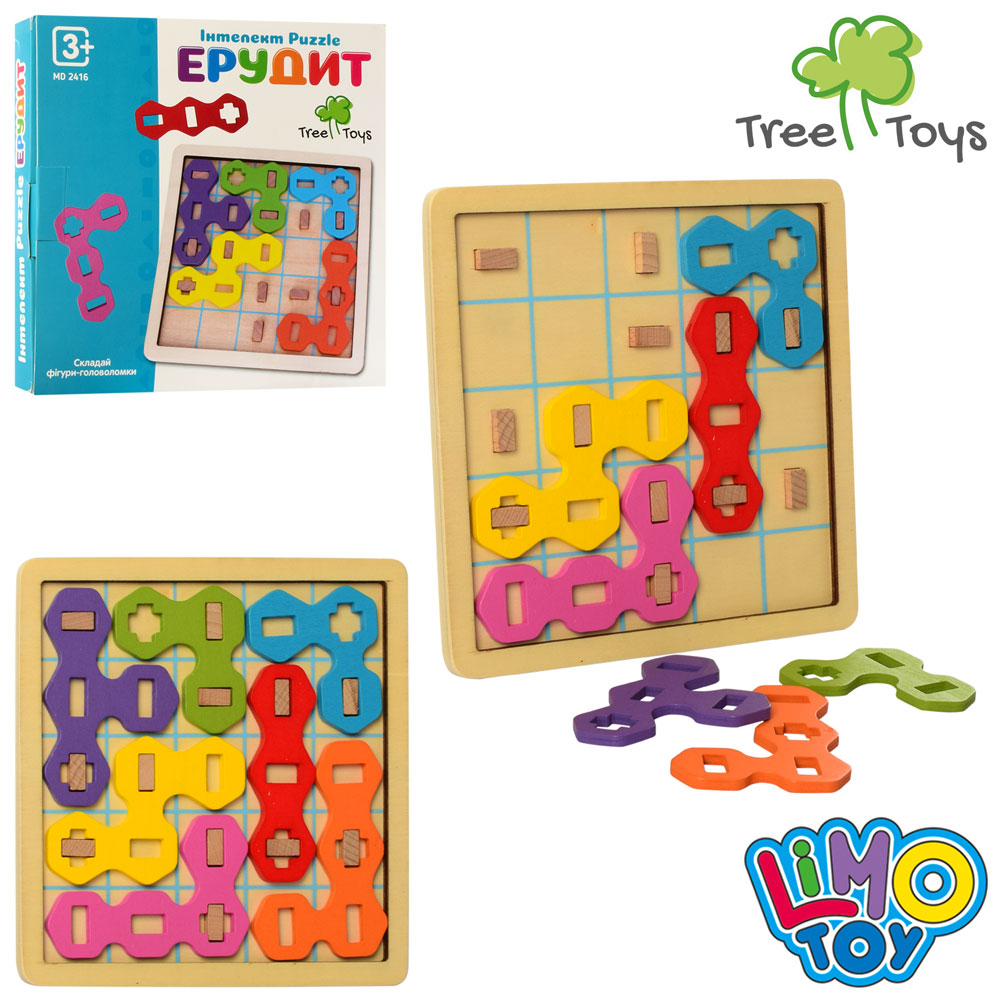 Дерев'яна іграшка «Гра», пазли, фігури, в коробці 19х19х2 см.