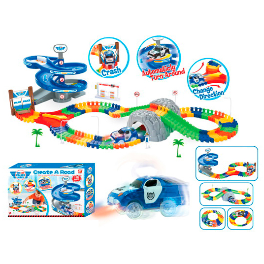 Трек з 118 предметів зі світлом та машинкою, на батарейці, у коробці 50,5х10х32,5 см