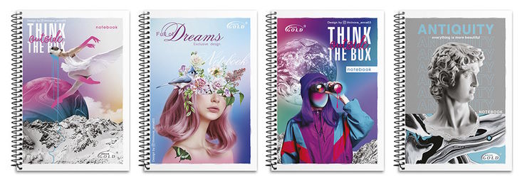 Блокнот А6 на 48 аркушів у клітинку на спіралі збоку з картонною обкладинкою, № 6769, в асортименті, ТМ Gold Brisk