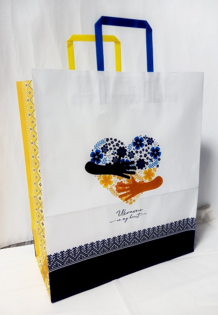 Пакет паперовий з ручками Крафт, білий, 32х15х38 см