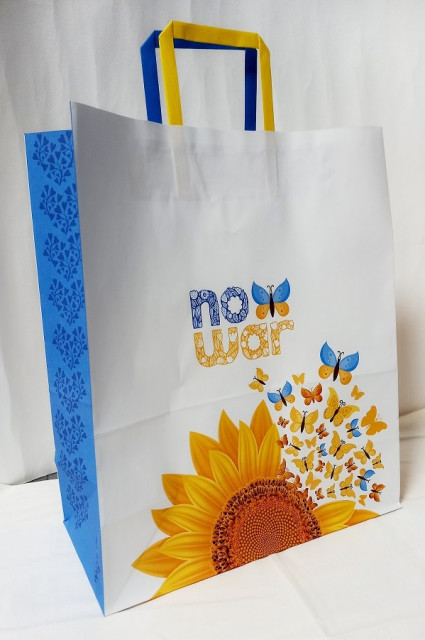 Пакет паперовий з ручками Крафт, білий, 32х15х38 см