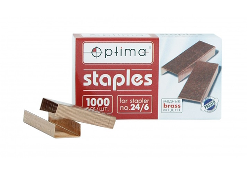Скоби мідні №24/6, 1000 шт в упаковці, ТМ Optima
