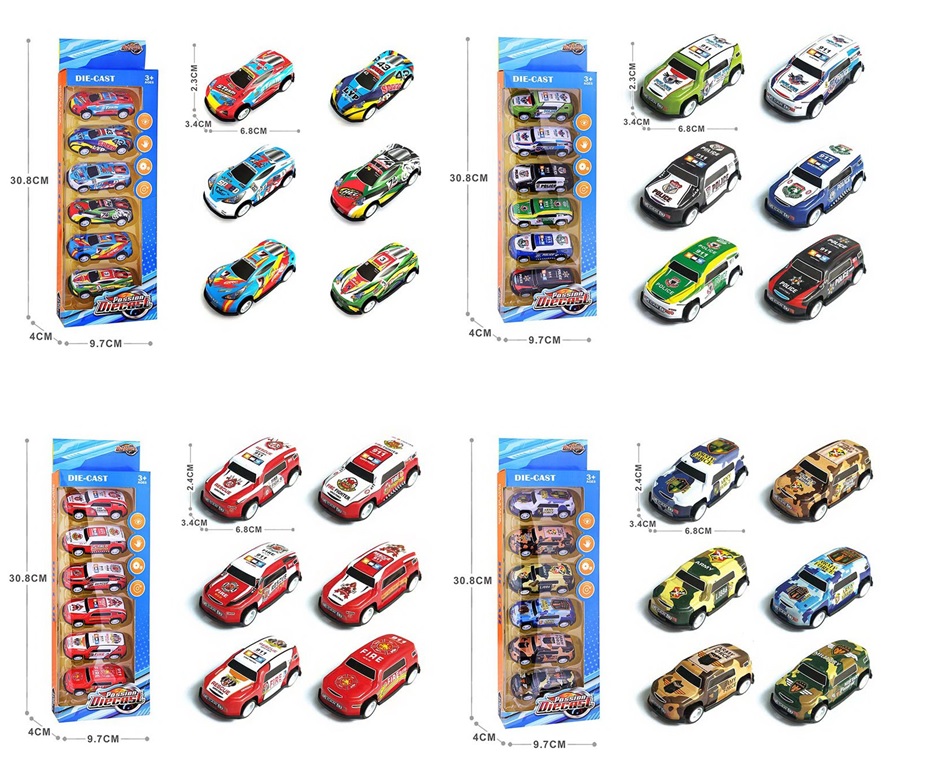 Набір машин з 6 моделей, метал+пластик, в асортименті, у коробці 30,8х9,7х4 см