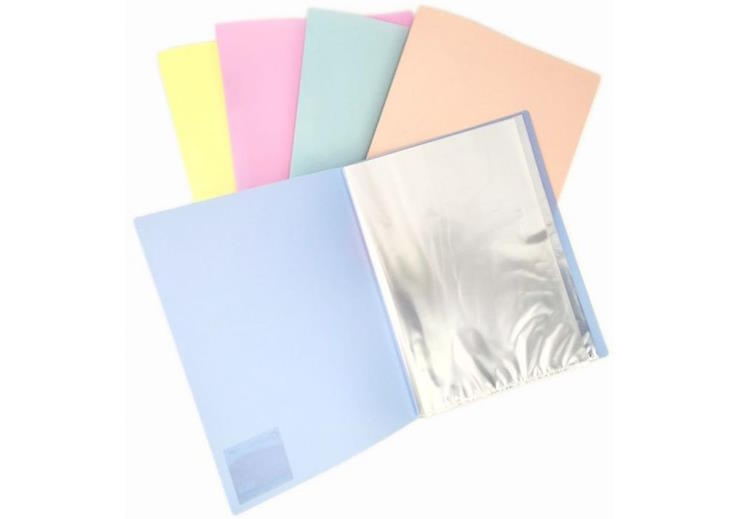 Папка А4 з 10 файлами 25 мкм з фактурою «глянець», пастельне асорті, ТМ Optima