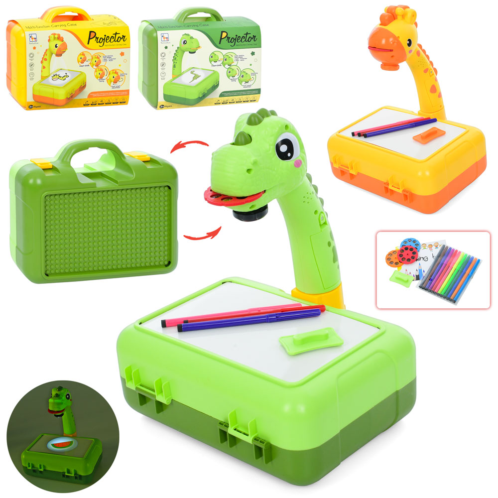 Проектор для малювання «Динозавр», слайди, маркери 12 шт, звук, світло, на батарейці, в асортименті