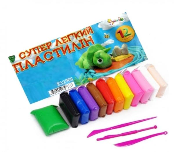 Пластилін «Супер легкий» на 12 кольорів 108 грам, Hipe