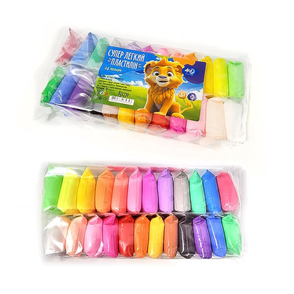 Пластилін «Супер легкий» на 24 кольори 216 грам, Hipe