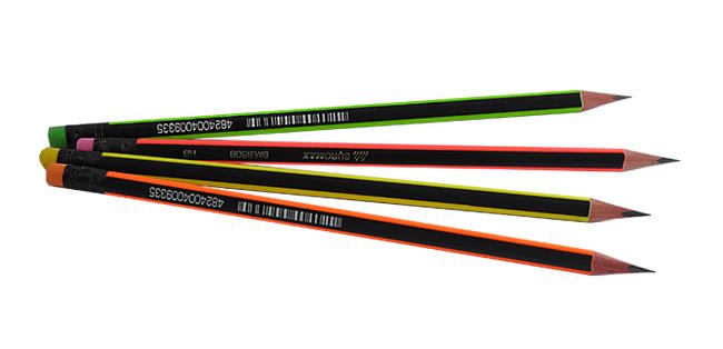 Олівець графітний «NEON» з гумкою НВ чорно-неоновий у картонній коробці, ТМ Buromax