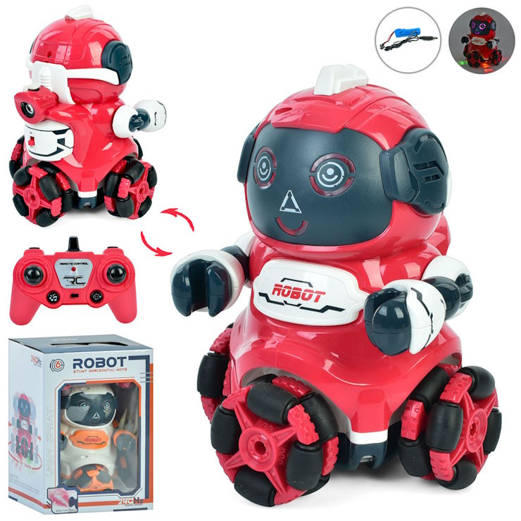 Робот 21 см р/к музичний зі звуком та світлом, їздить, з парою, на акумуляторі, у коробці 19х28,5х19 см