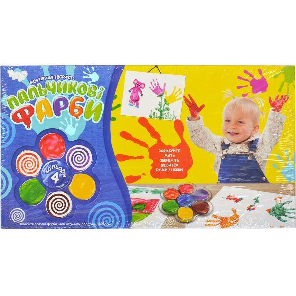 Фарби пальчикові «Моя перша творчість» на 4 кольори у коробці 27,5х15х3 см, ТМ Данко Тойс
