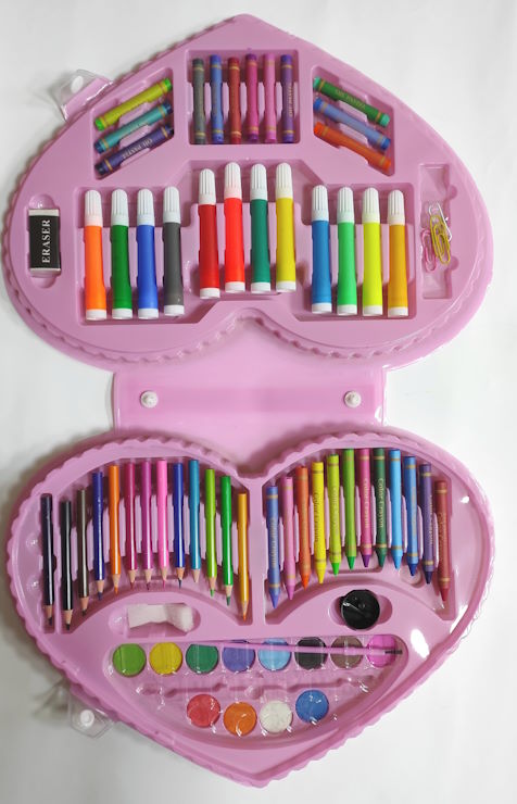 Набір художній дитячий, 72 предмети, фломастери, олівці, фарби та ін, у рожевій коробці, ТМ Leader