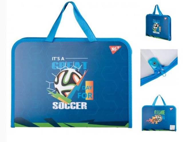 Папка-портфель «Football» А4 на блискавці з тканинними ручками, ТМ Yes